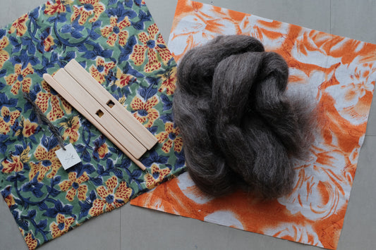 多摩産ヒノキのターキッシュスピンドル+羊毛25gセット