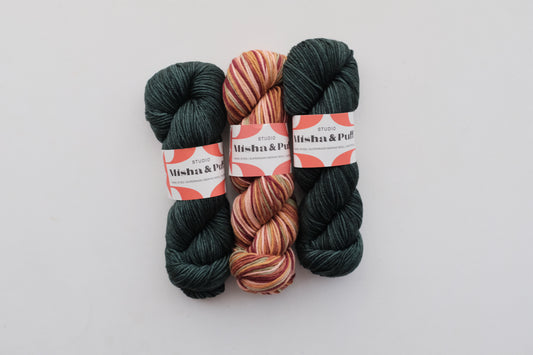 Sunny Poncho 糸セット - Laurel x Rustic Space Dye