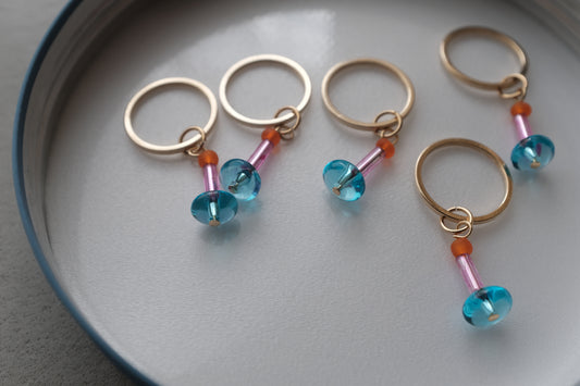 Stitch Marker  - Blue doughnut and Pink stick