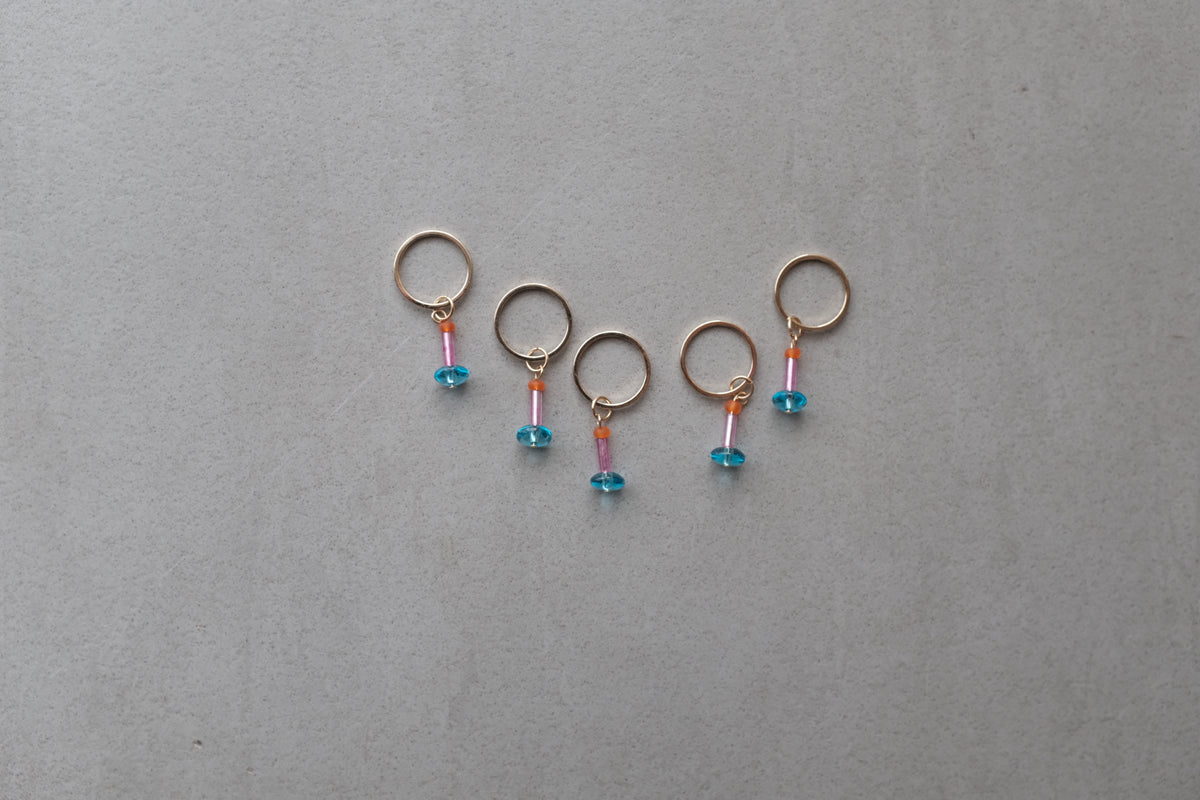 Stitch Marker  - Blue doughnut and Pink stick