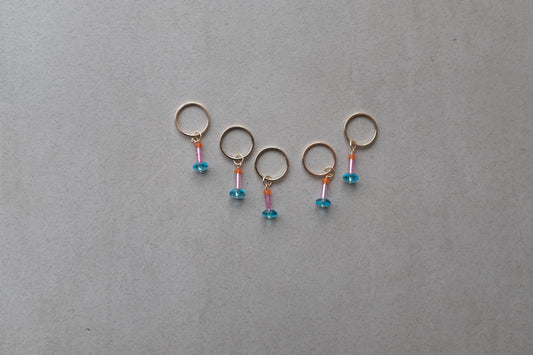 Stitch Marker  - Blue doughnut and Pink stick