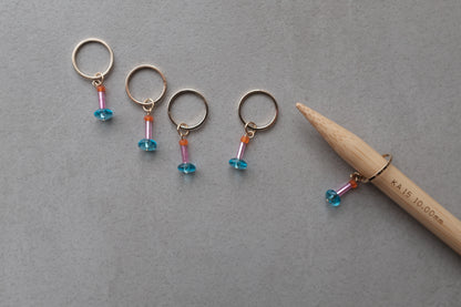 Stitch Marker  - Blue doughnut and Pink stick