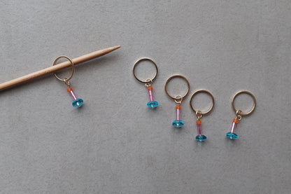 Stitch Marker  - Blue doughnut and Pink stick