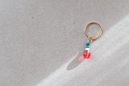 Stitch Marker  - Red crystal & Green beads