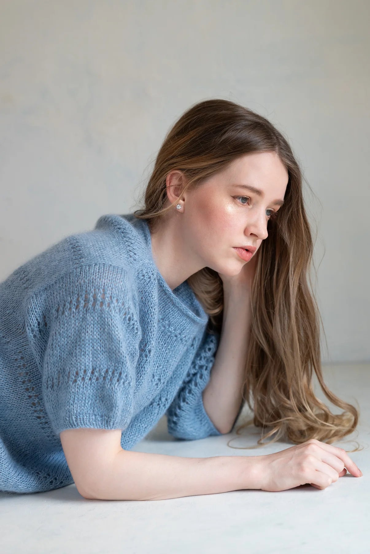 [M / L] Sunny Linen と Pearl Mohair で編む INÈS BLOUSE キット
