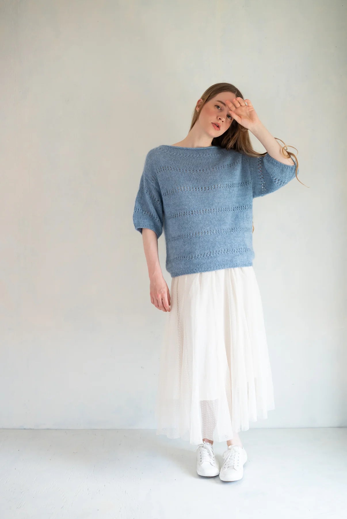 [M / L] Sunny Linen と Pearl Mohair で編む INÈS BLOUSE キット