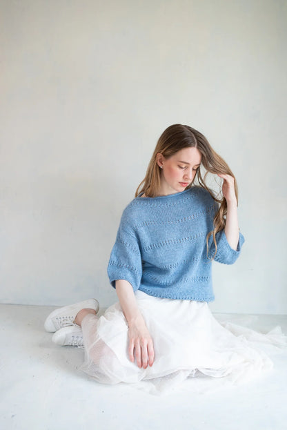 [M / L] Sunny Linen と Pearl Mohair で編む INÈS BLOUSE キット